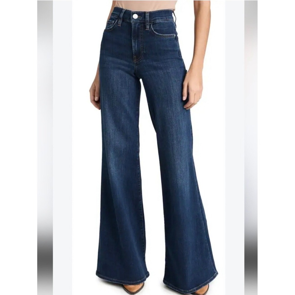 FRAME Denim Le Palazzo High Rise Wide Leg Jeans Dark Wash Blue Size 26